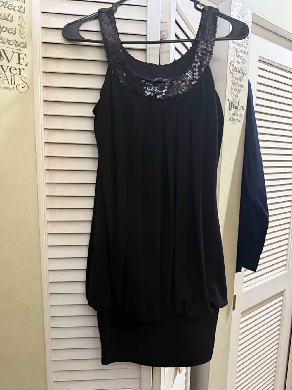 Bwear Black Sequin-Trim Sleeveless Cocktail Dress